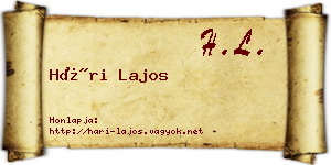 Hári Lajos névjegykártya